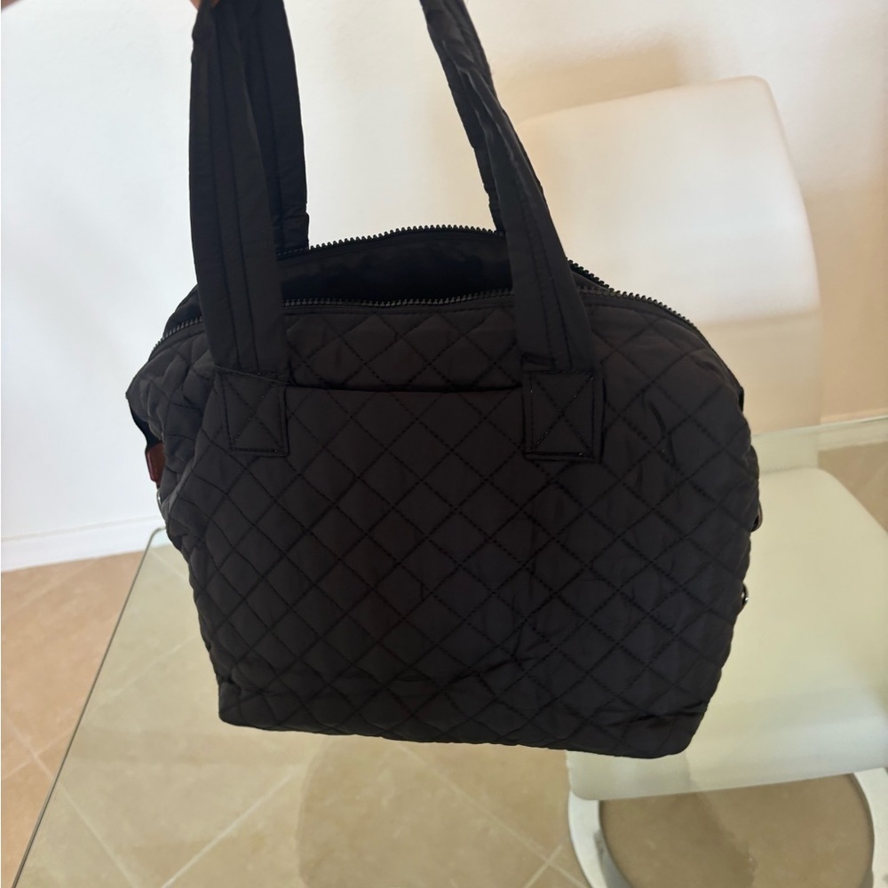 Quilted Black Tote Bag With A Long Strap